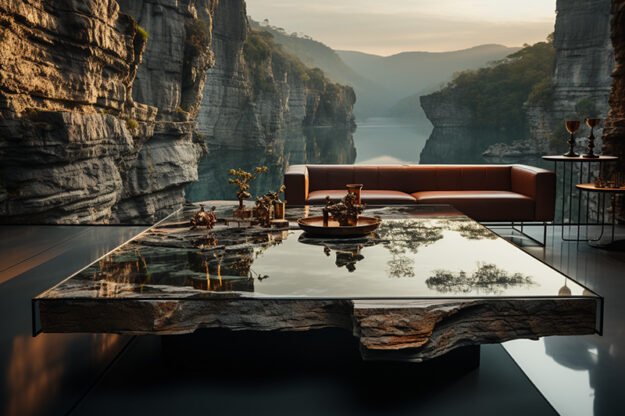 Natural Stone and Wood Table: Elevate Your Space with Timeless Beauty