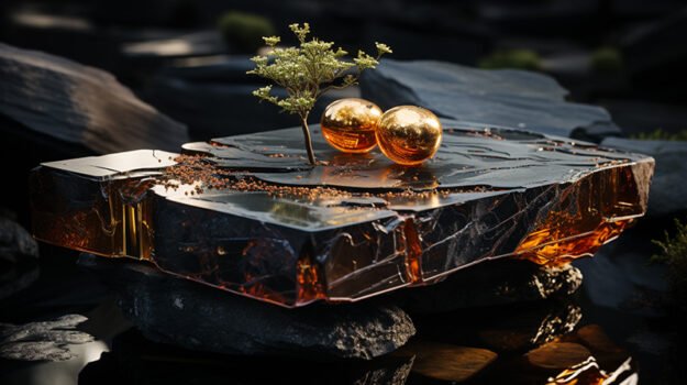 Natural Stone and Wood Table