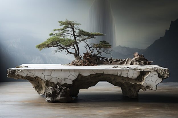 Natural Stone and Wood Table: Elevate Your Space with Timeless Elegance