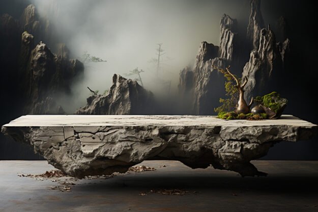 Natural Stone and Wood Table