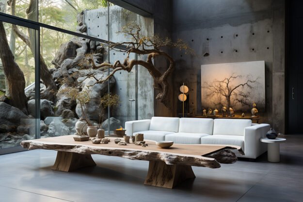 Natural Stone and Wood Table: Elegance Meets Nature