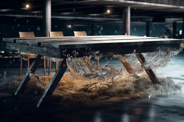 Natural Stone and Wood Table