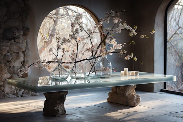 Natural Stone and Wood Table: A Timeless Elegance Awaits