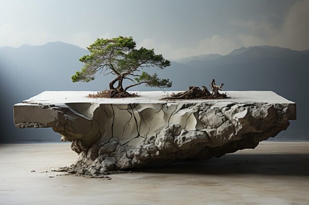 Natural Stone and Wood Table
