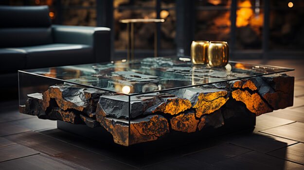 Natural Stone and Wood Table