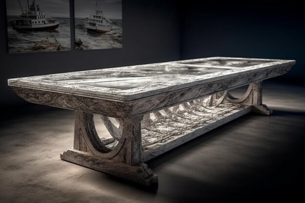 Natural Stone and Wood Table