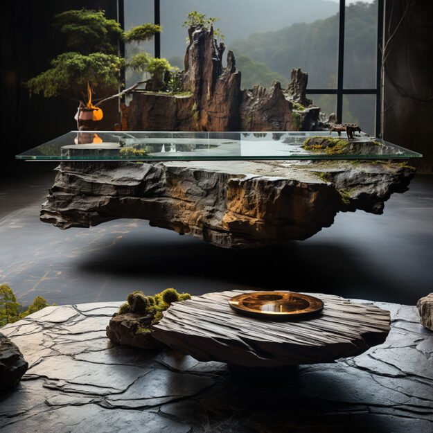 Natural Stone and Wood Table: Elevate Your Space with Timeless Beauty