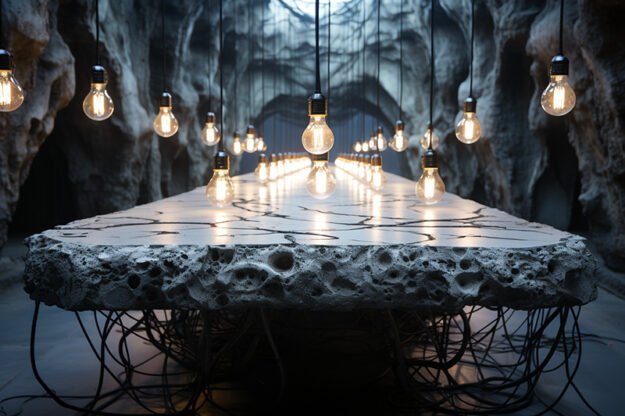 Natural Stone and Wood Table