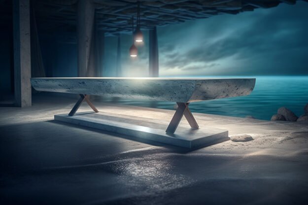 Natural Stone and Wood Table