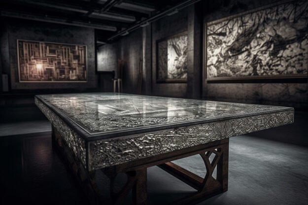 Natural Stone and Wood Table -