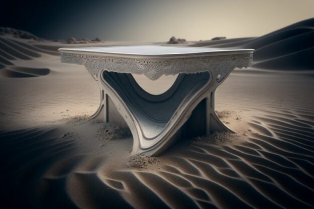 Natural Stone and Wood Table