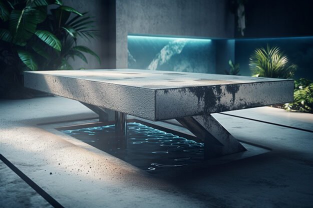 Natural Stone and Wood Table