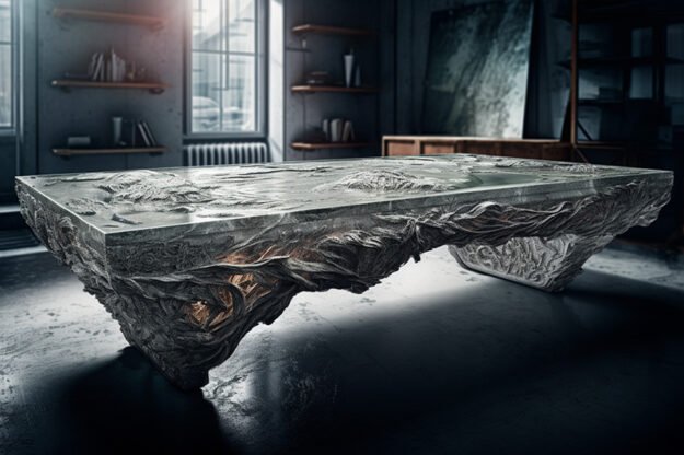 Natural Stone and Wood Table