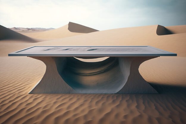 Natural Stone and Wood Table