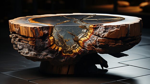 Natural Stone and Wood Table