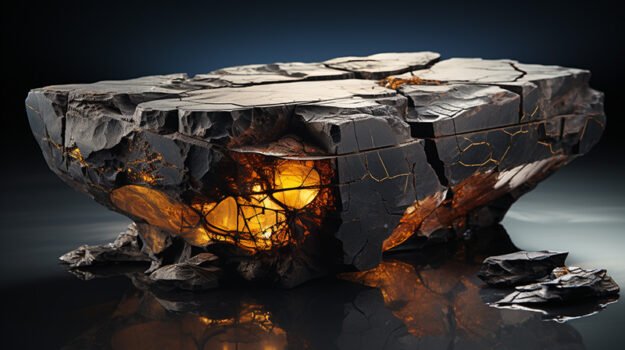 Natural Stone and Wood Table