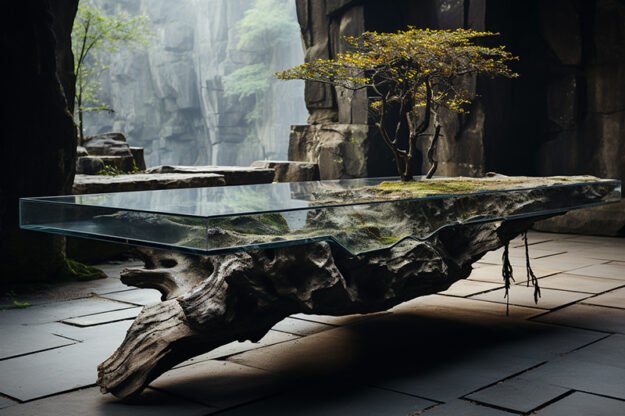 Natural Stone and Wood Table: Elevate Your Space with Timeless Elegance