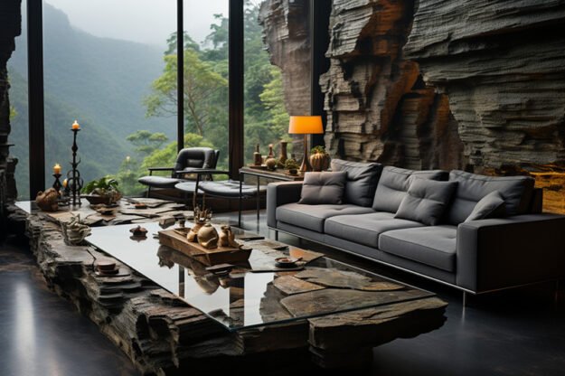 Natural Stone and Wood Table: Elevate Your Space with Timeless Elegance