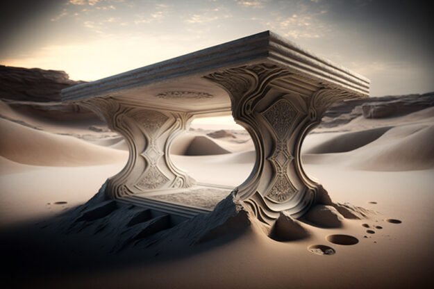 Natural Stone and Wood Table – Elevate Your Space with Elegance