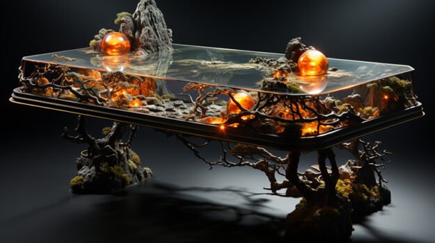 Natural Stone and Wood Table