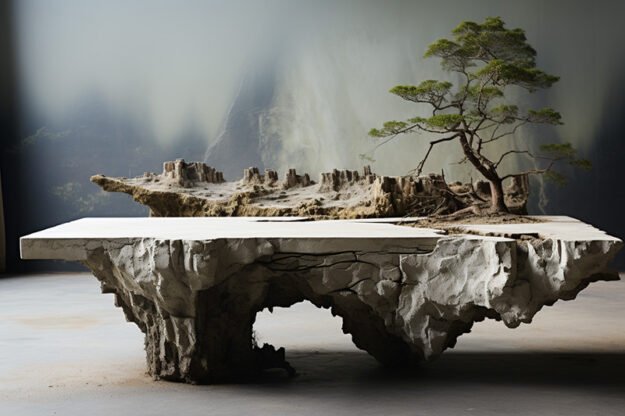 Natural Stone and Wood Table