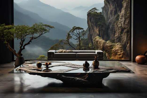 Natural Stone and Wood Table: Elevate Your Space with Timeless Elegance