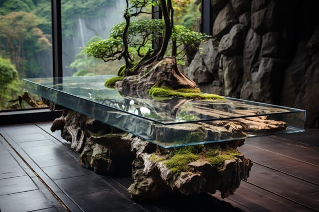 Natural Stone and Wood Table: Elevate Your Living Space with Timeless Elegance