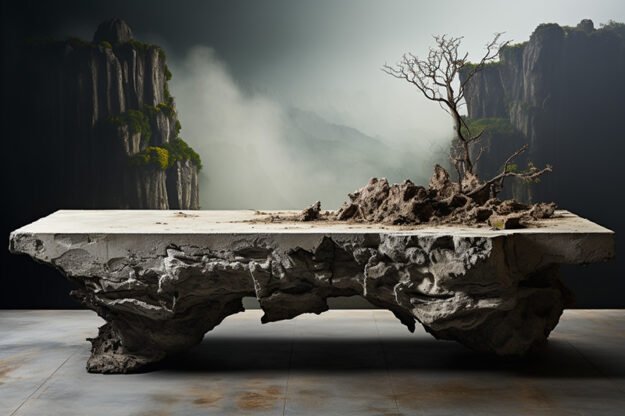 Natural Stone and Wood Table