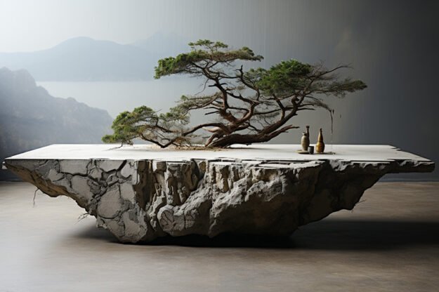 Natural Stone and Wood Table: Elevate Your Space with Timeless Elegance