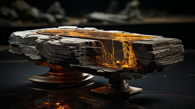 Natural Stone and Wood Table