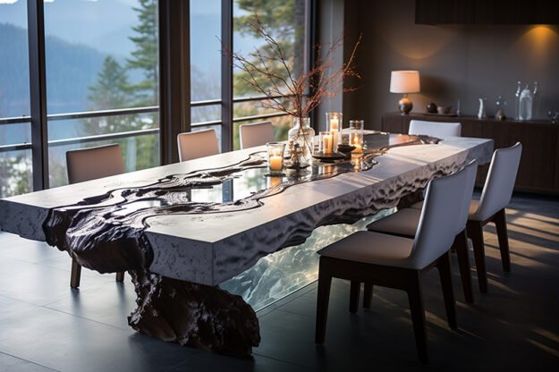 Natural Stone and Wood Table