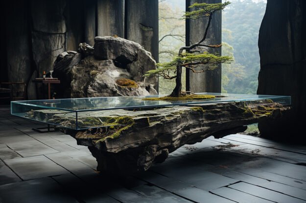 Natural Stone and Wood Table: Elevate Your Space with Timeless Elegance