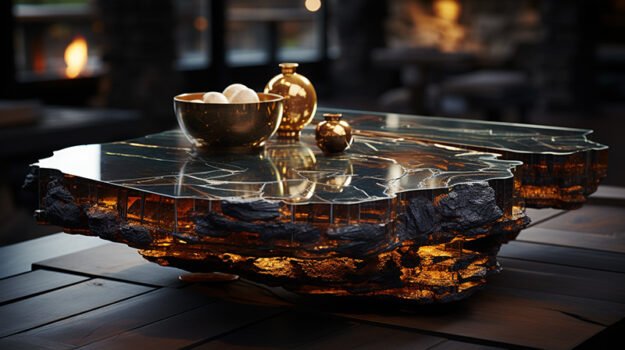 Natural Stone and Wood Table