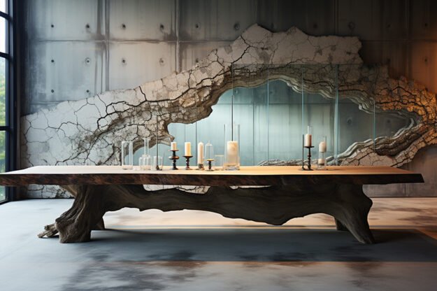 Natural Stone and Wood Table: A Masterpiece for Timeless Elegance
