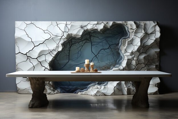 Natural Stone and Wood Table -
