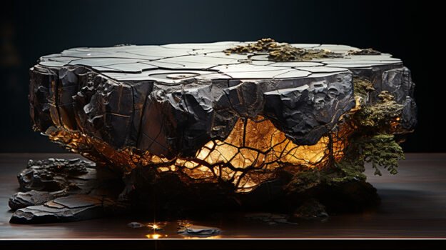 Natural Stone and Wood Table
