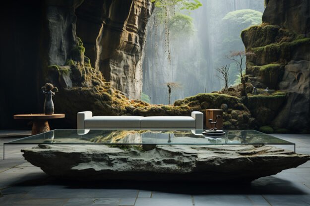 Natural Stone and Wood Table: Elevate Your Space with Timeless Elegance