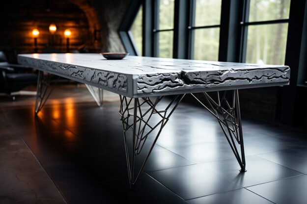 Natural Stone and Wood Table