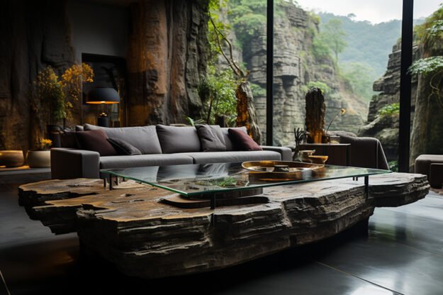 Natural Stone and Wood Table: Elevate Your Space with Timeless Elegance