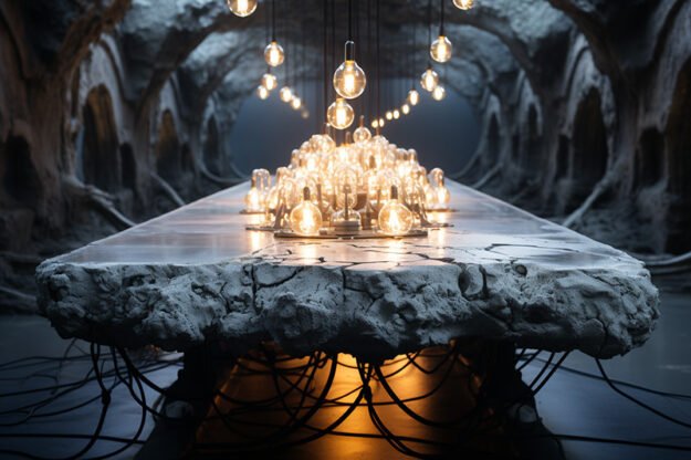 Natural Stone and Wood Table