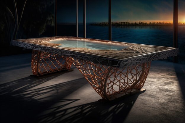 Natural Stone and Wood Table