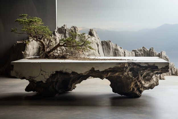 Natural Stone and Wood Table: A Timeless Statement of Elegance