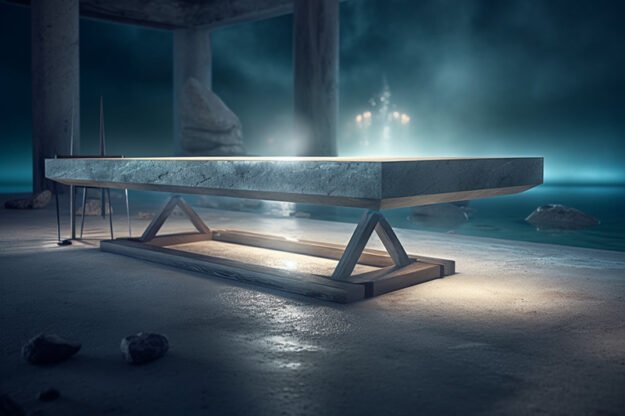 Natural Stone and Wood Table