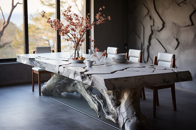 Natural Stone and Wood Table