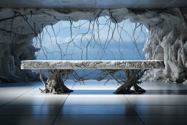 Natural Stone and Wood Table – Elevate Your Space