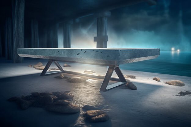 Natural Stone and Wood Table