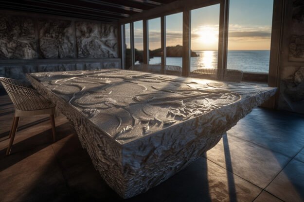 Natural Stone and Wood Table