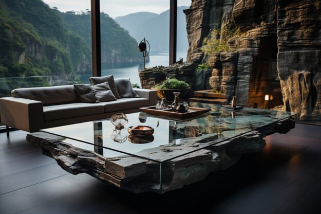 Natural Stone and Wood Table: Elevate Your Space with Elegance