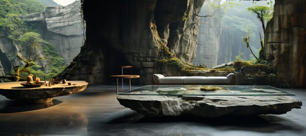 Natural Stone and Wood Table: Elevate Your Living Space