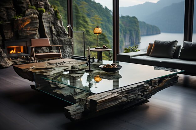 Natural Stone and Wood Table: Elevate Your Space